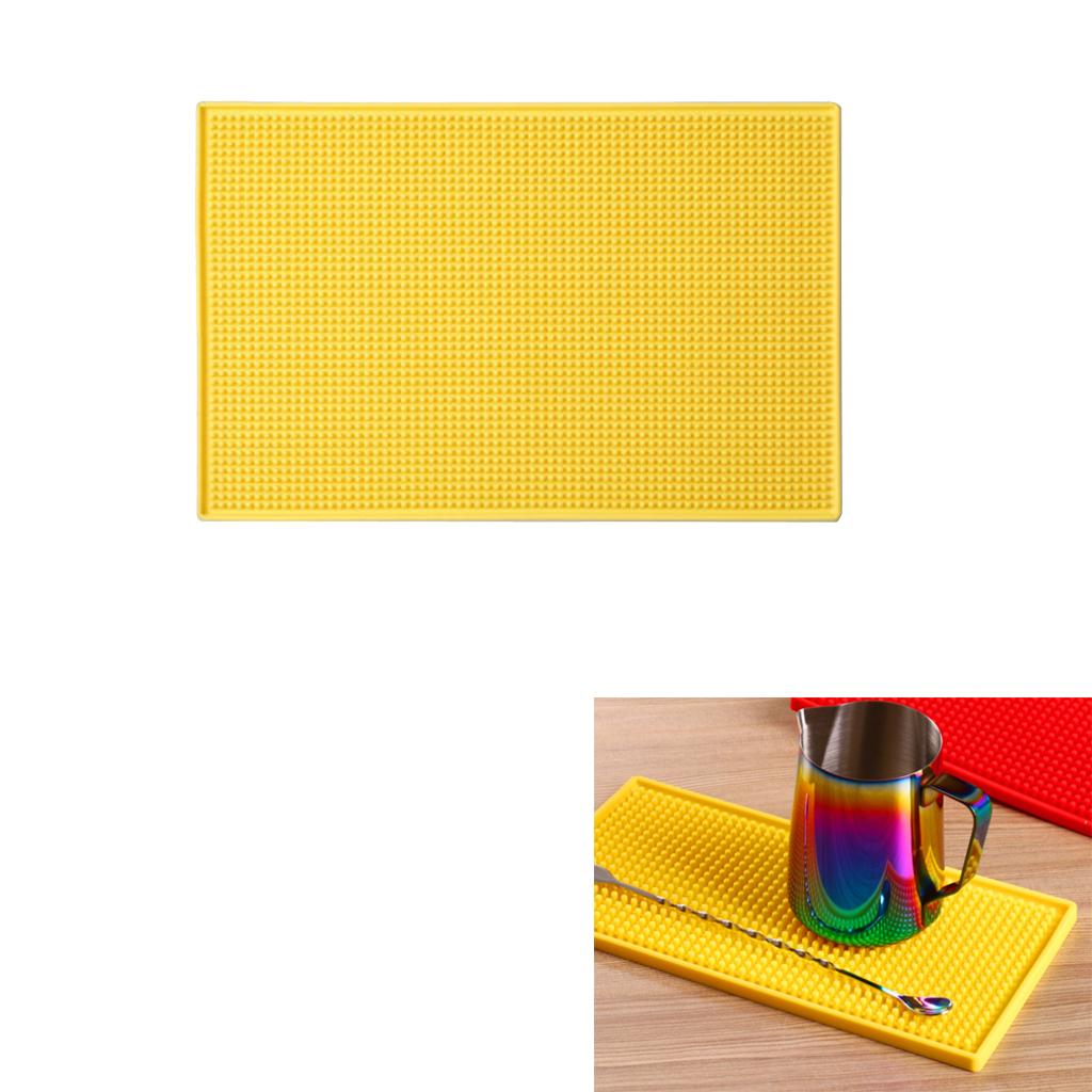 Rubber Beer Bar Runner Spill Mat for Home Pub Cafe Party Yellow 45x30cm