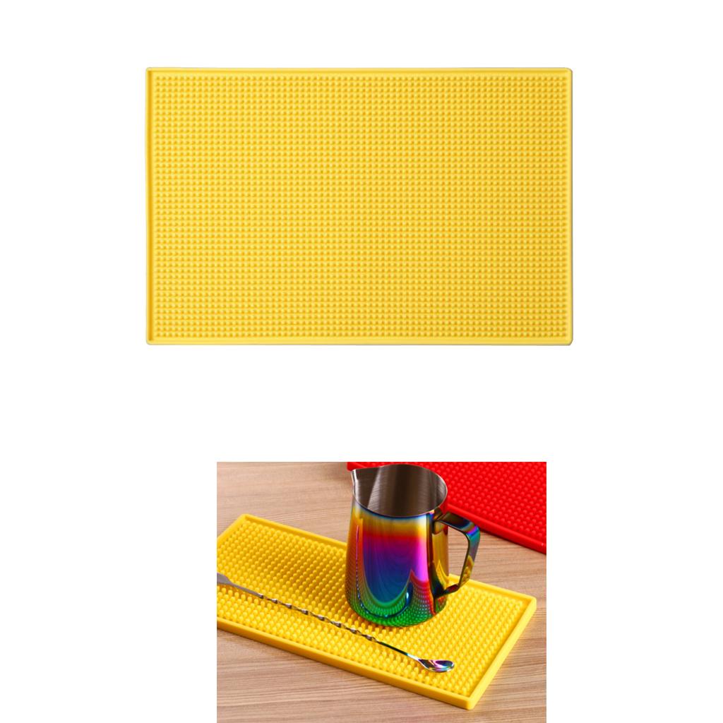 Rubber Beer Bar Runner Spill Mat for Home Pub Cafe Party Yellow 45x30cm