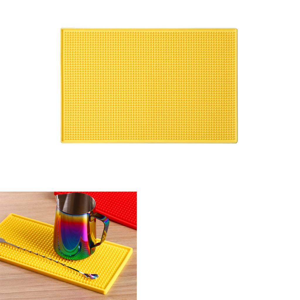 Rubber Beer Bar Runner Spill Mat for Home Pub Cafe Party Yellow 45x30cm