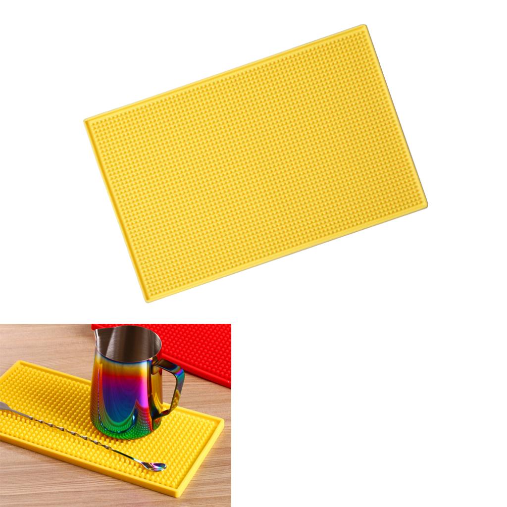 Rubber Beer Bar Runner Spill Mat for Home Pub Cafe Party Yellow 45x30cm