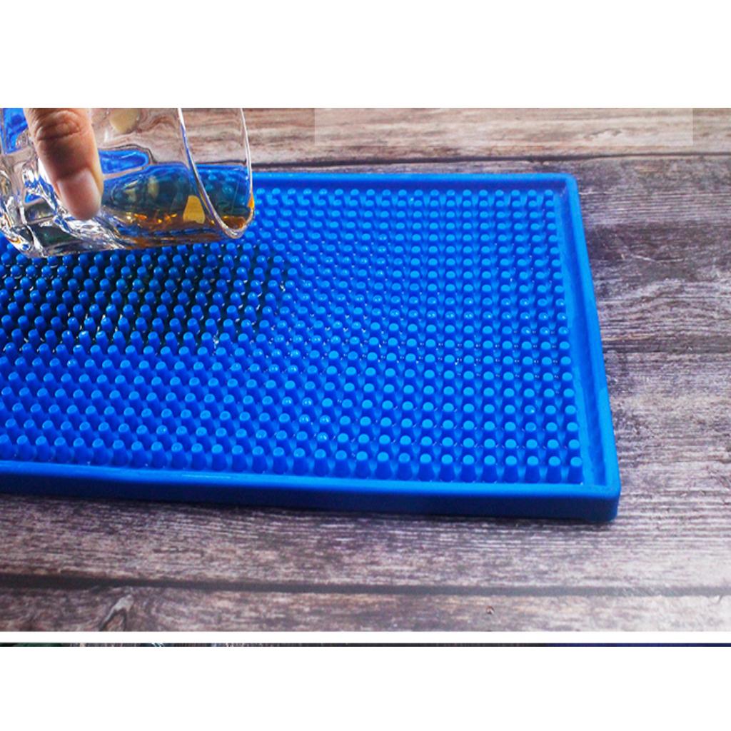 Rubber Beer Bar Runner Spill Mat for Home Pub Cafe Party Blue 60x8cm