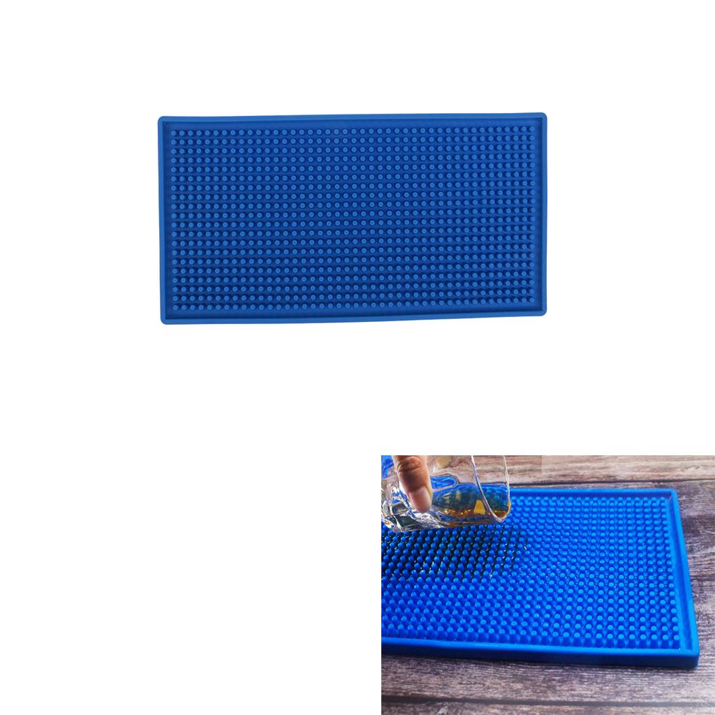 Rubber Beer Bar Runner Spill Mat for Home Pub Cafe Party Blue 30x15cm