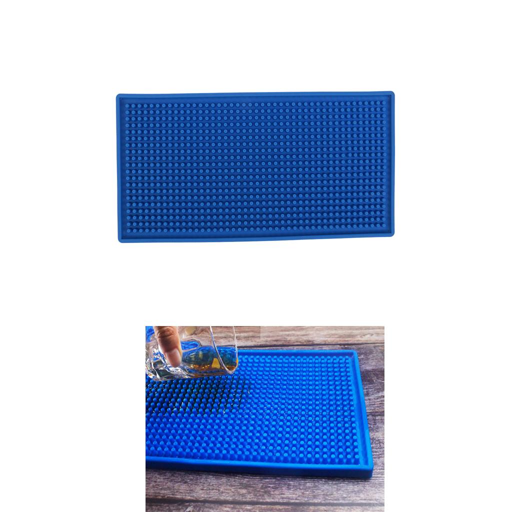 Rubber Beer Bar Runner Spill Mat for Home Pub Cafe Party Blue 30x15cm