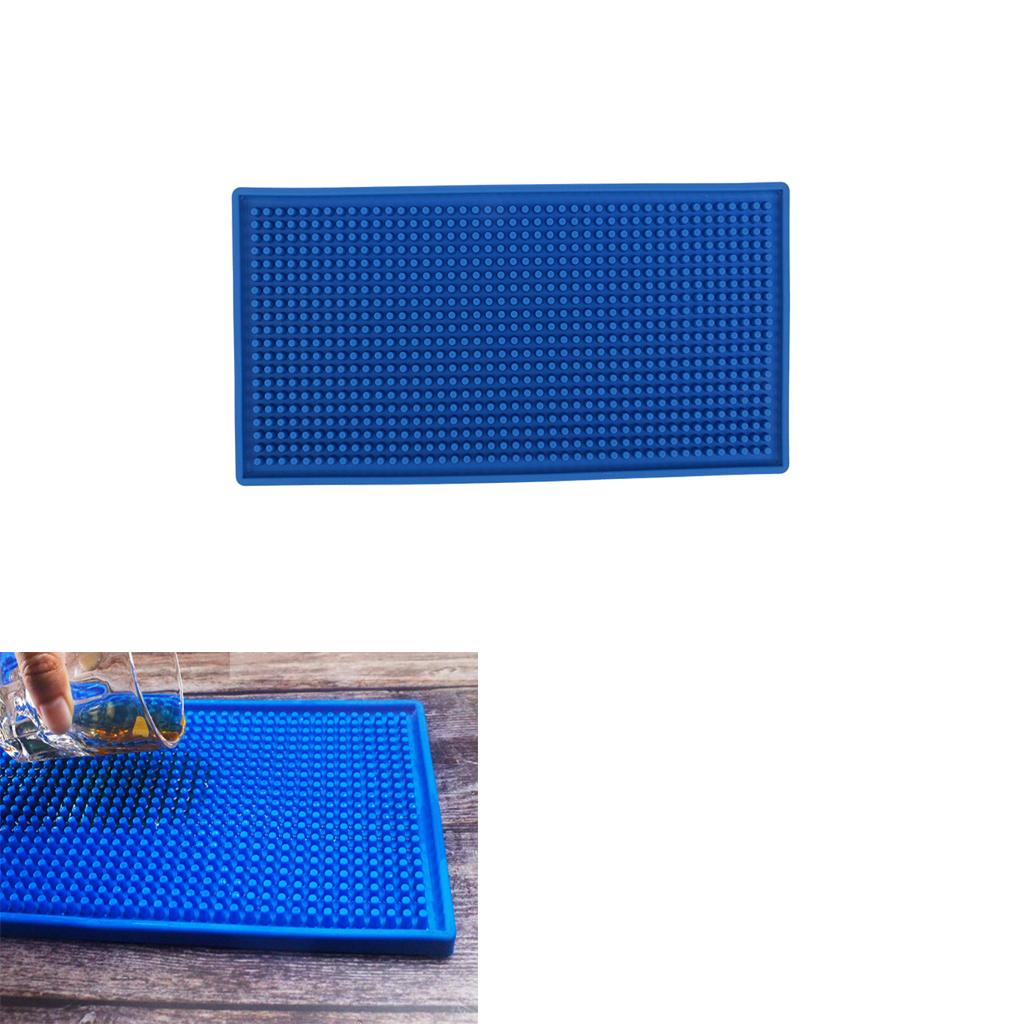 Rubber Beer Bar Runner Spill Mat for Home Pub Cafe Party Blue 30x15cm