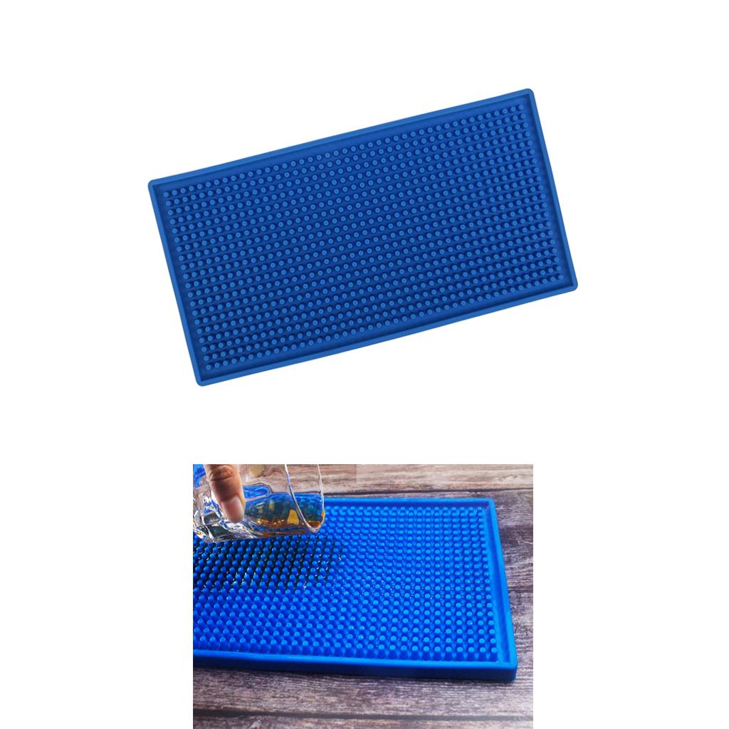 Rubber Beer Bar Runner Spill Mat for Home Pub Cafe Party Blue 30x15cm