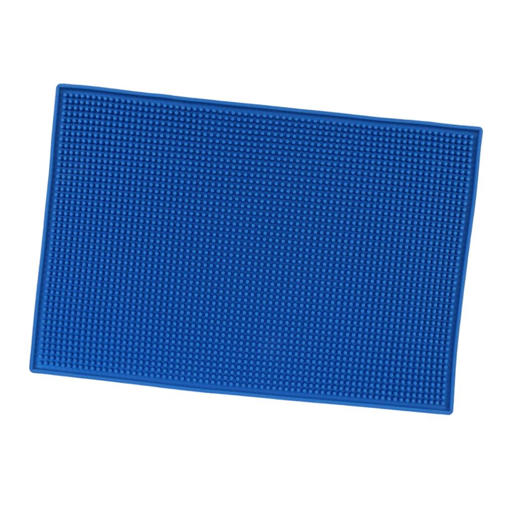 Rubber Beer Bar Runner Spill Mat for Home Pub Cafe Party Blue 45x30cm