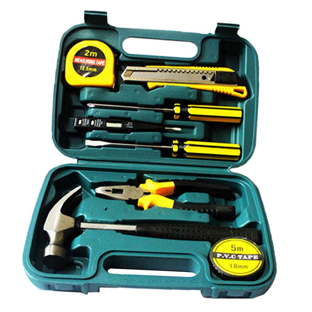 8Pcs Home Repair Tool Set General Household Hand Tool Kit with Tool Box