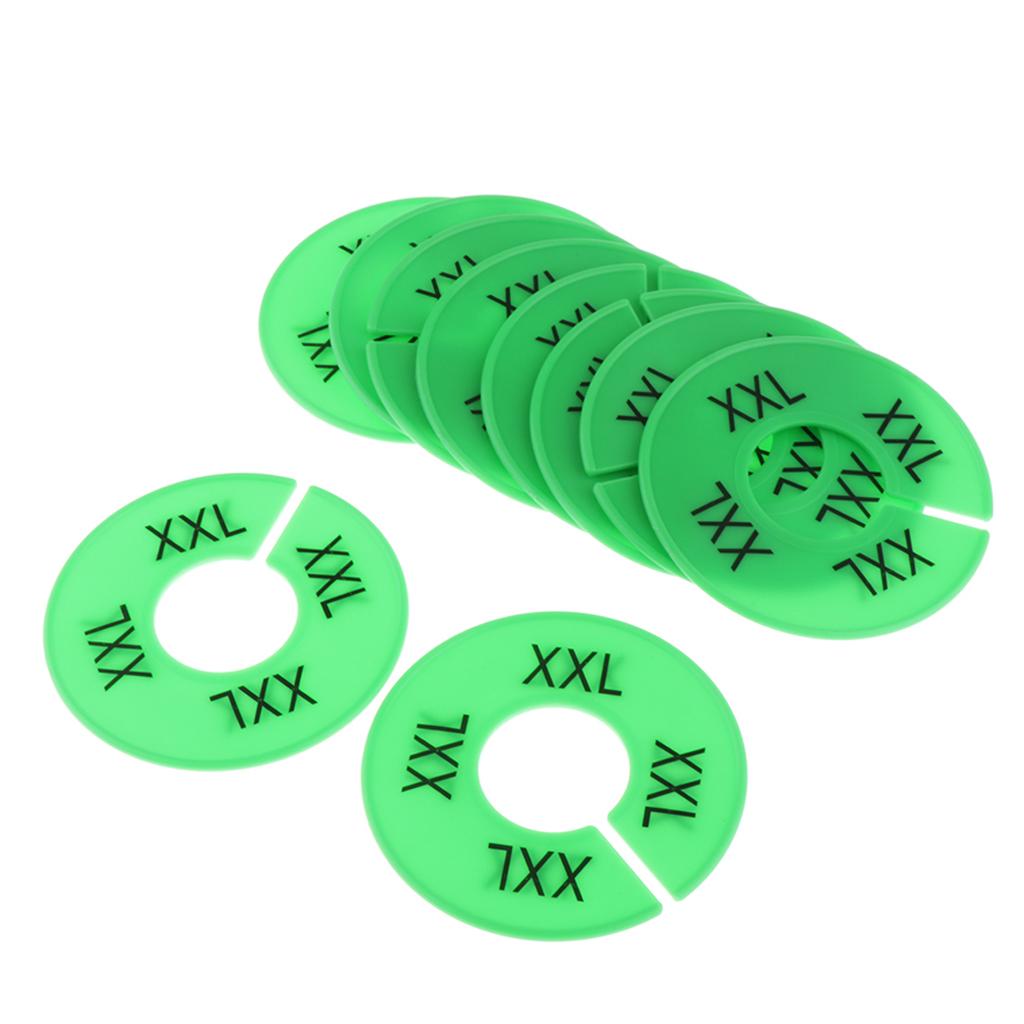 10x Clothing Rack Size Divider Wardrobe Round Hanger Dividers Green XXL