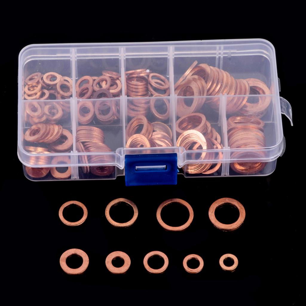 Copper Washer Gasket Set Flat Ring Seal Assortment Kit Hardware Accessories