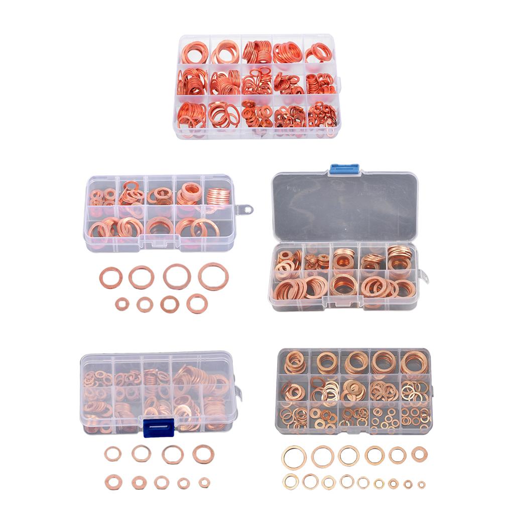 Copper Washer Gasket Set Flat Ring Seal Assortment Kit Hardware Accessories