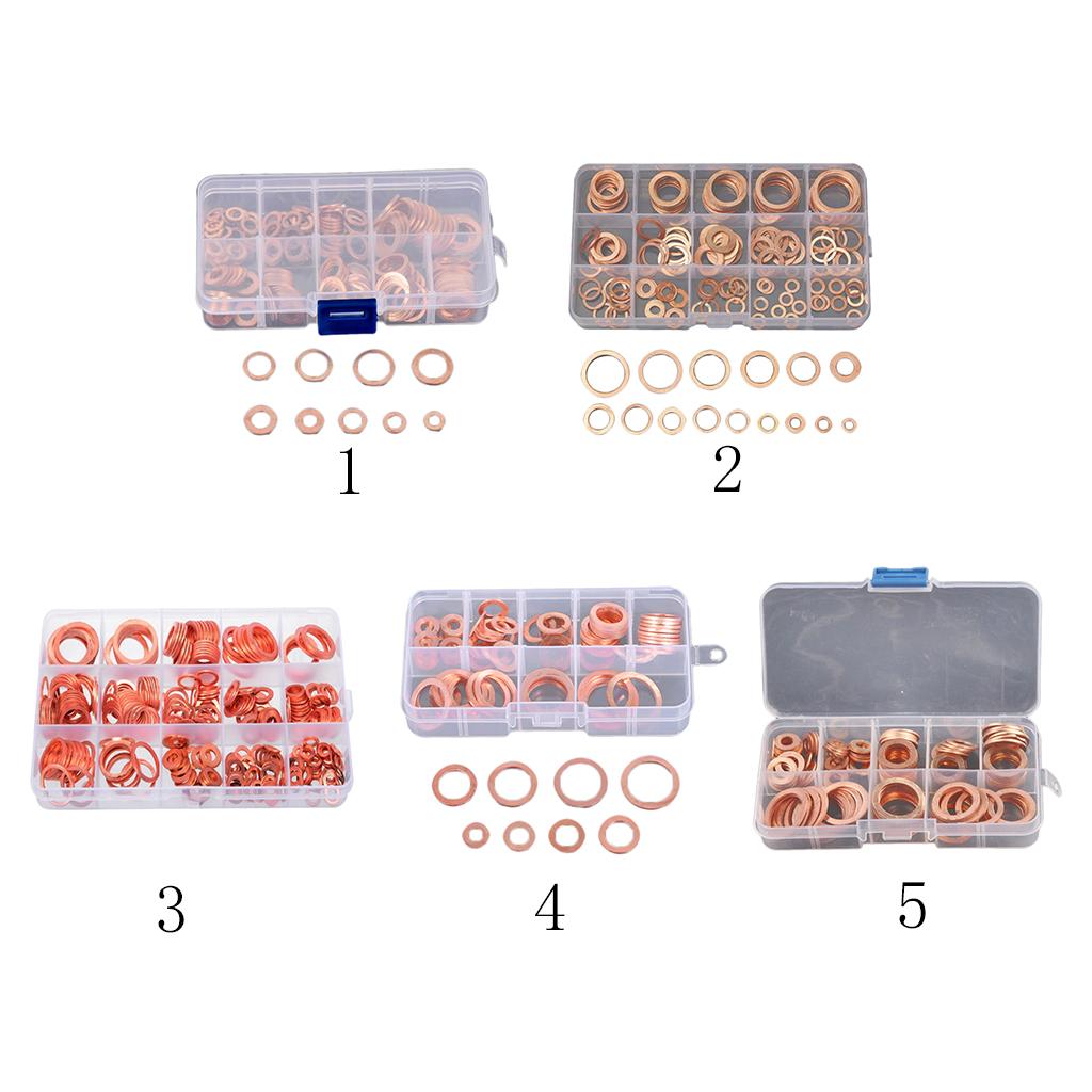 Copper Washer Gasket Set Flat Ring Seal Assortment Kit Hardware Accessories