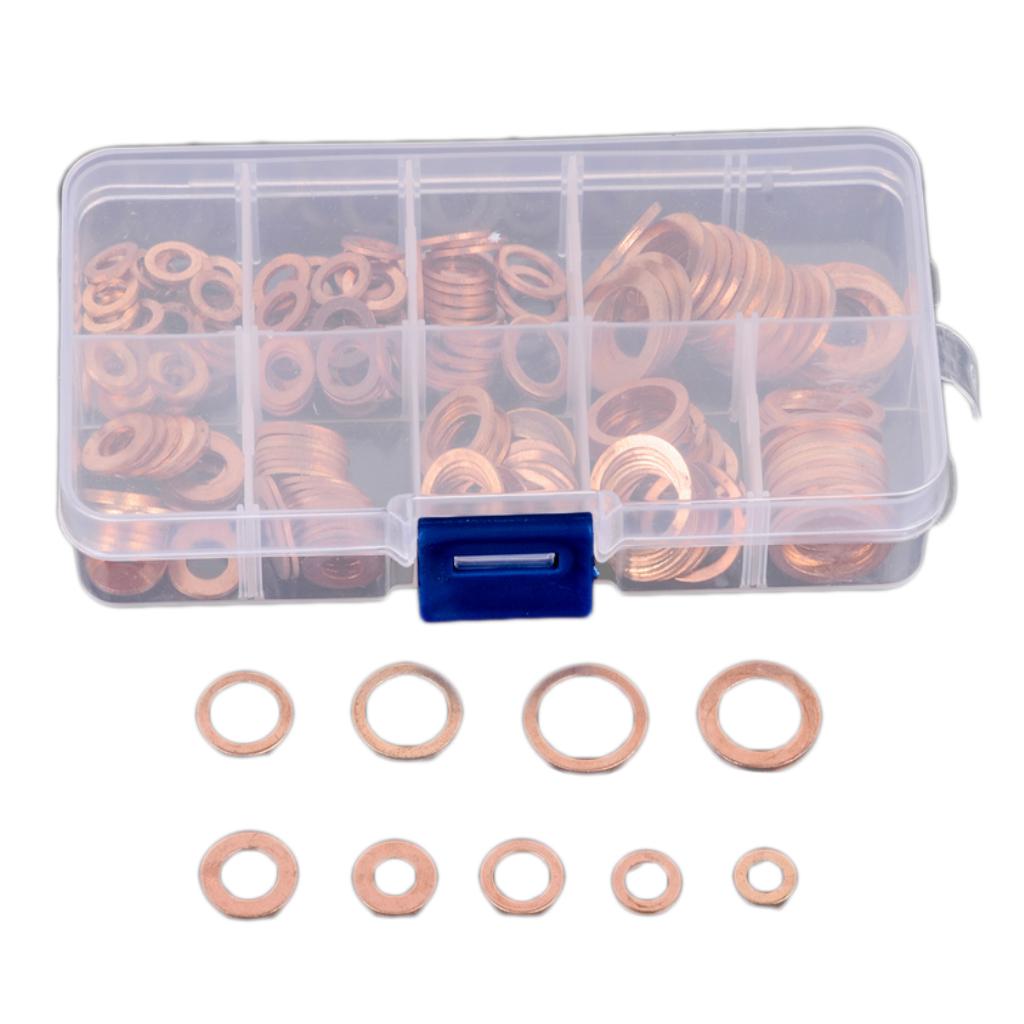 Copper Washer Gasket Set Flat Ring Seal Assortment Kit Hardware Accessories