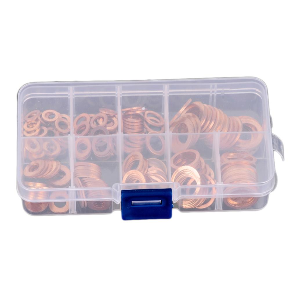 Copper Washer Gasket Set Flat Ring Seal Assortment Kit Hardware Accessories