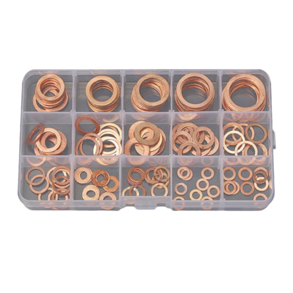 150 Pieces M5-M22 Assorted Copper Washer Gasket Set for Hardware Accessories