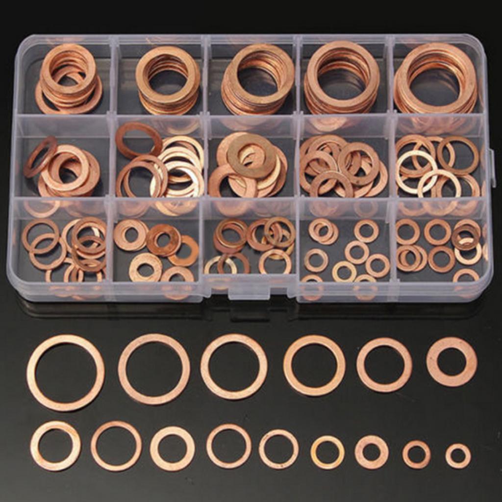 150 Pieces M5-M22 Assorted Copper Washer Gasket Set for Hardware Accessories