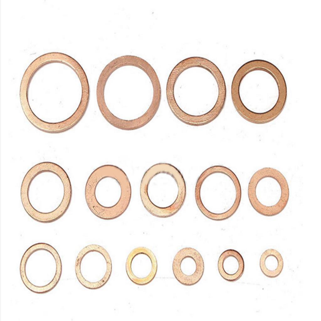 150 Pieces M5-M22 Assorted Copper Washer Gasket Set for Hardware Accessories