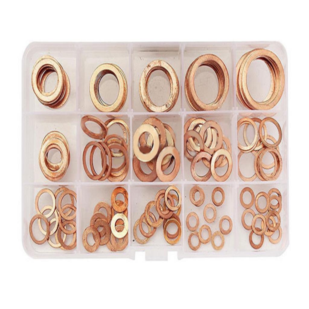 150 Pieces M5-M22 Assorted Copper Washer Gasket Set for Hardware Accessories