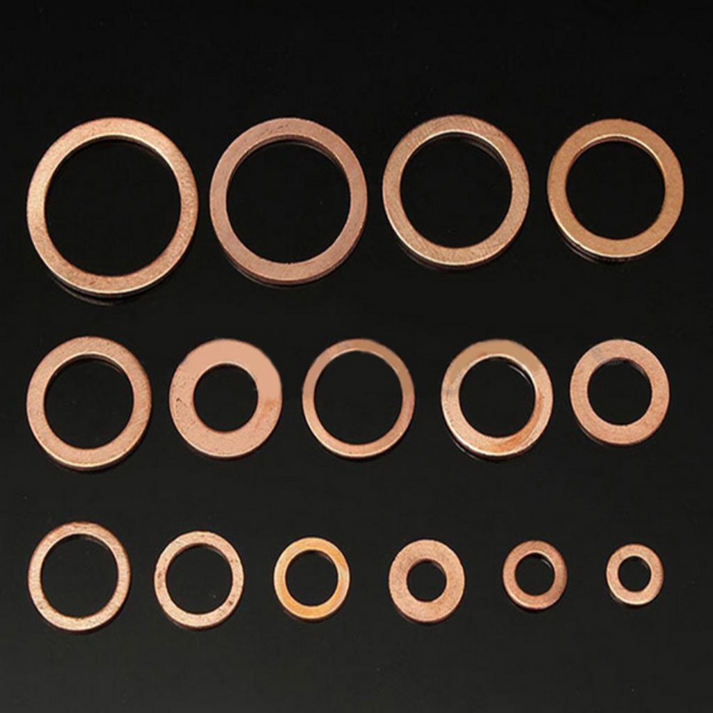 150 Pieces M5-M22 Assorted Copper Washer Gasket Set for Hardware Accessories