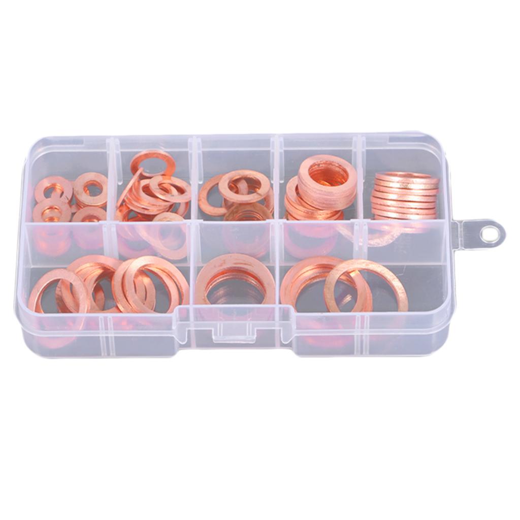 Copper Washer Gasket Flat Seal Assortment Kit M6-M20 Hardware Accessories