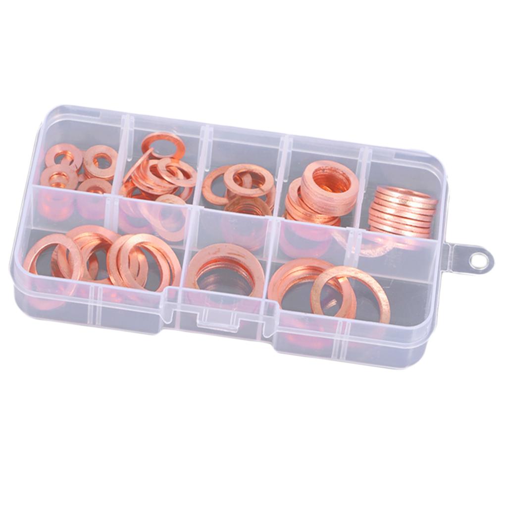 Copper Washer Gasket Flat Seal Assortment Kit M6-M20 Hardware Accessories