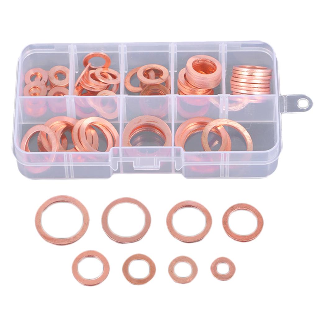 Copper Washer Gasket Flat Seal Assortment Kit M6-M20 Hardware Accessories