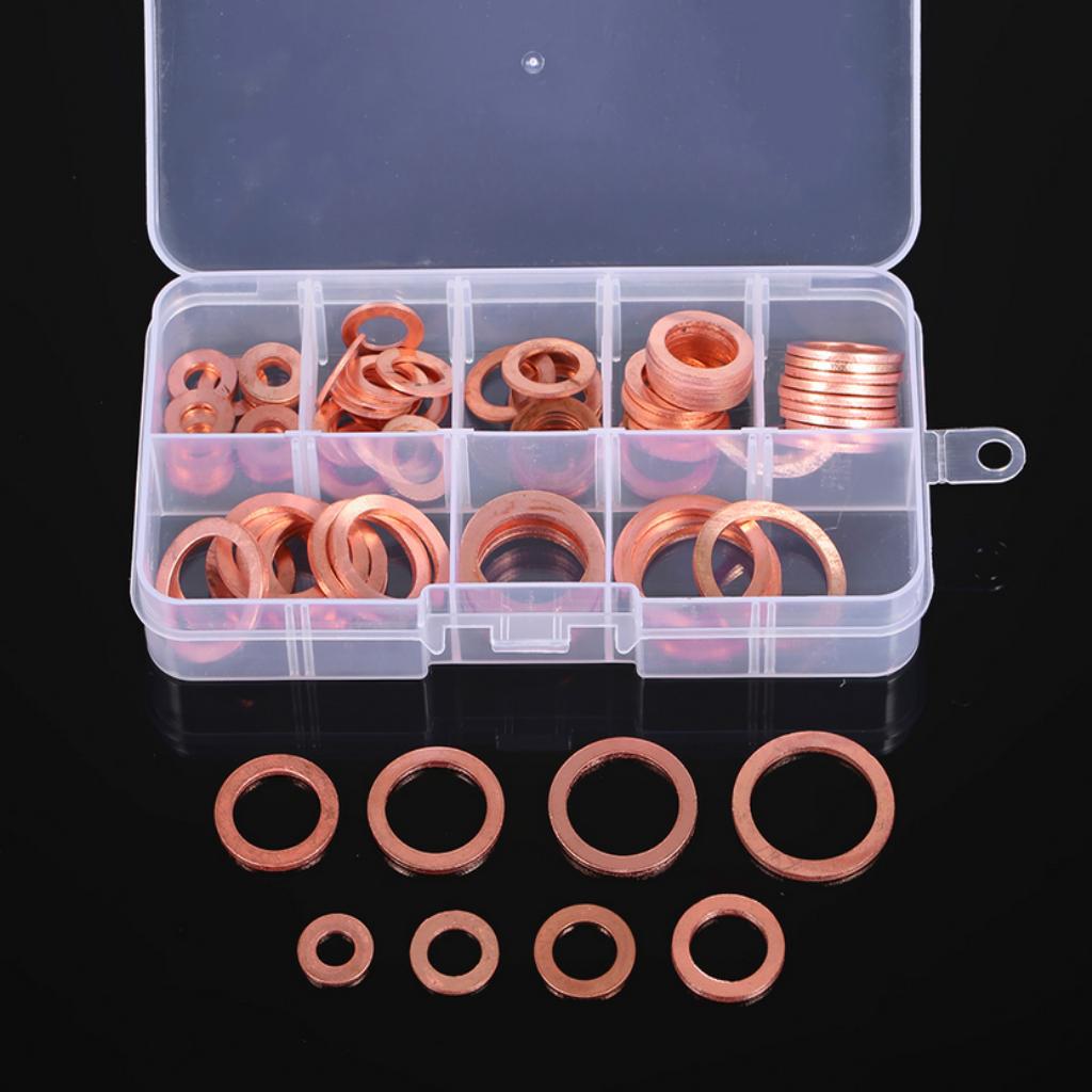 Copper Washer Gasket Flat Seal Assortment Kit M6-M20 Hardware Accessories