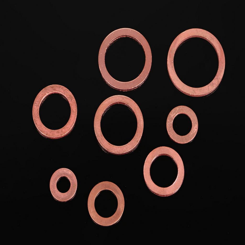 Copper Washer Gasket Flat Seal Assortment Kit M6-M20 Hardware Accessories