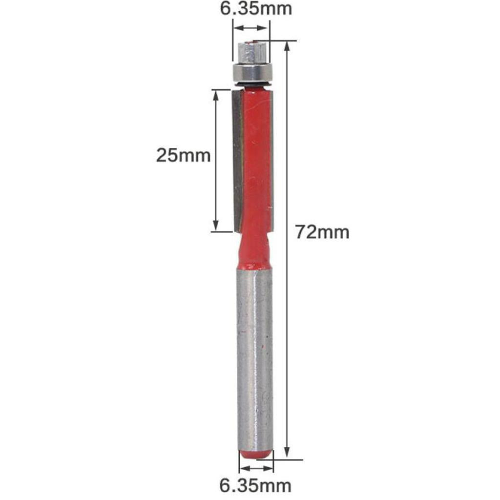 Flush Trim Router Bit 1/4'' Woodworking Tool Groove Router Bit 6.35mm