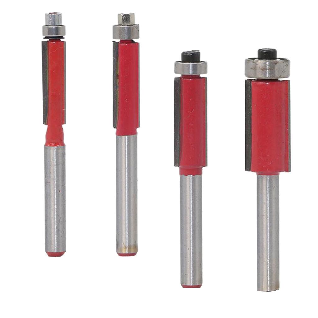 4 Pieces Flush Trim Router Bit 1/4'' Woodworking Tool Groove Router Bit Set