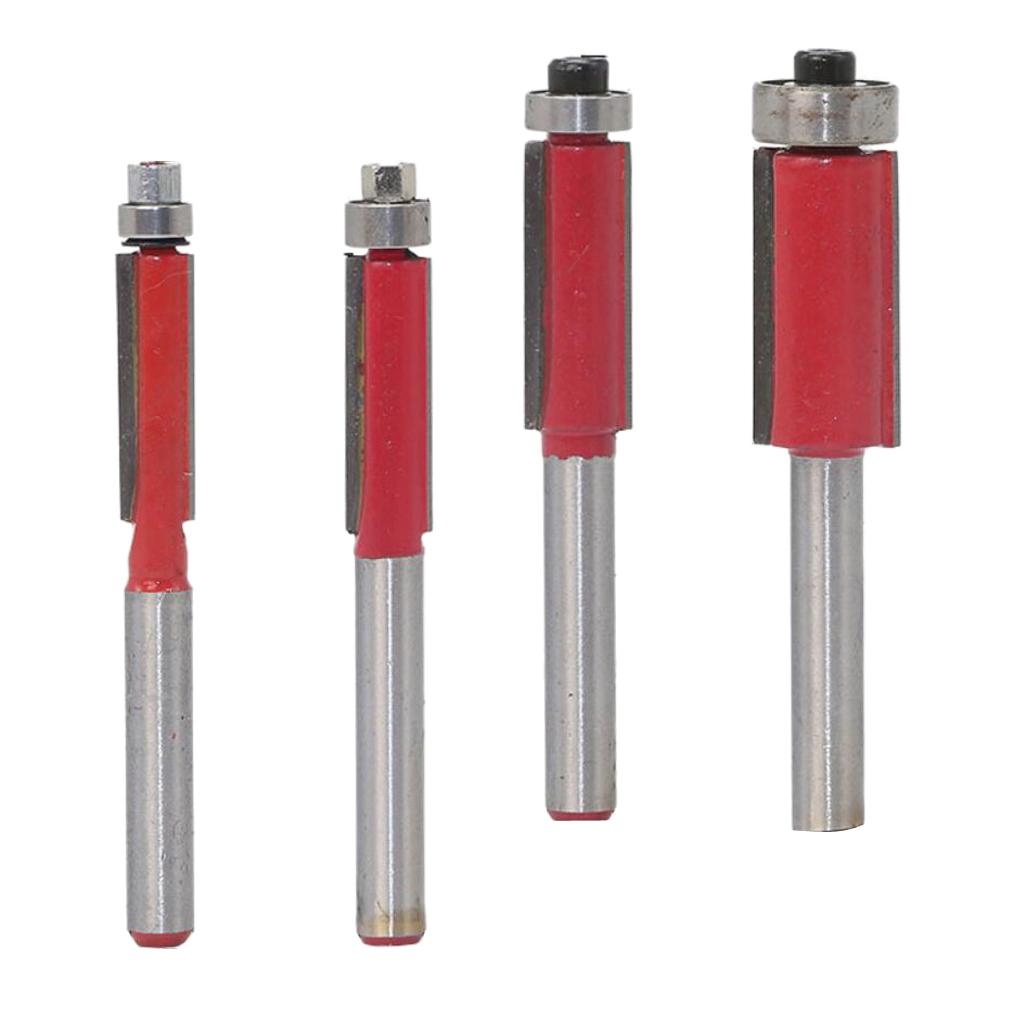 4 Pieces Flush Trim Router Bit 1/4'' Woodworking Tool Groove Router Bit Set