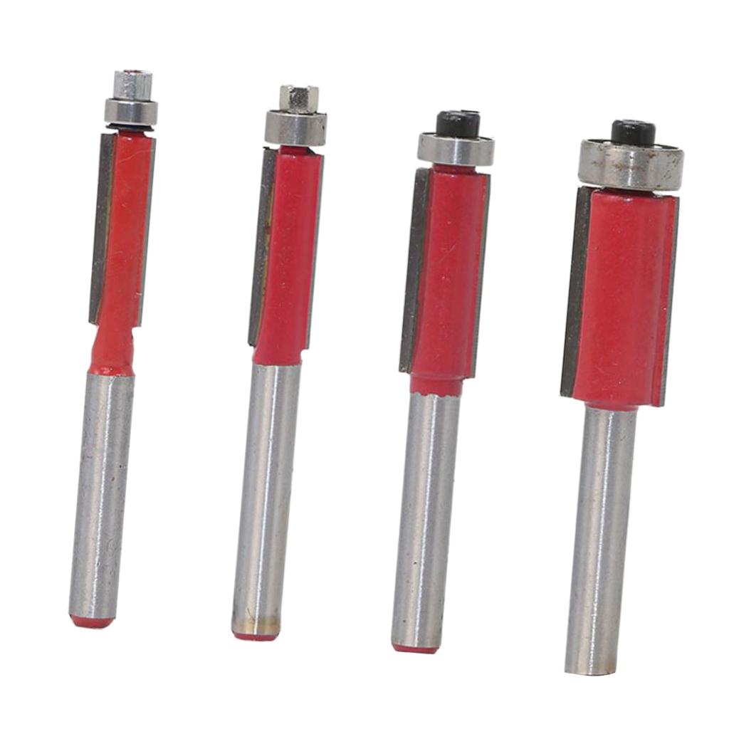 4 Pieces Flush Trim Router Bit 1/4'' Woodworking Tool Groove Router Bit Set