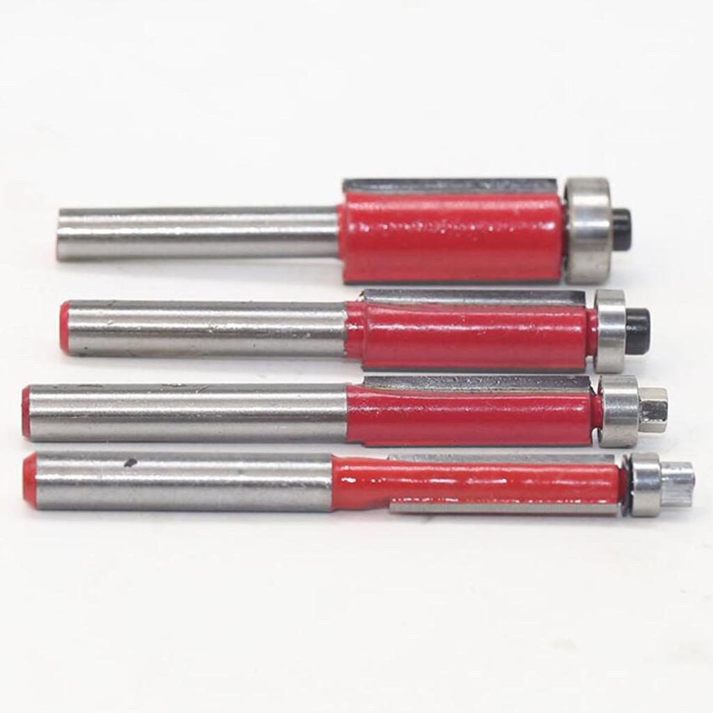 4 Pieces Flush Trim Router Bit 1/4'' Woodworking Tool Groove Router Bit Set