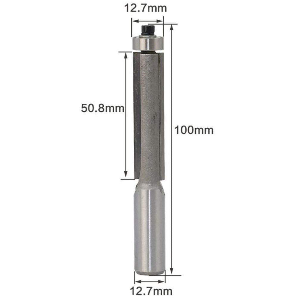 Shank Straight Flush Trim Router Bit Set 1/2inch Cutting Diameter Tool 100mm