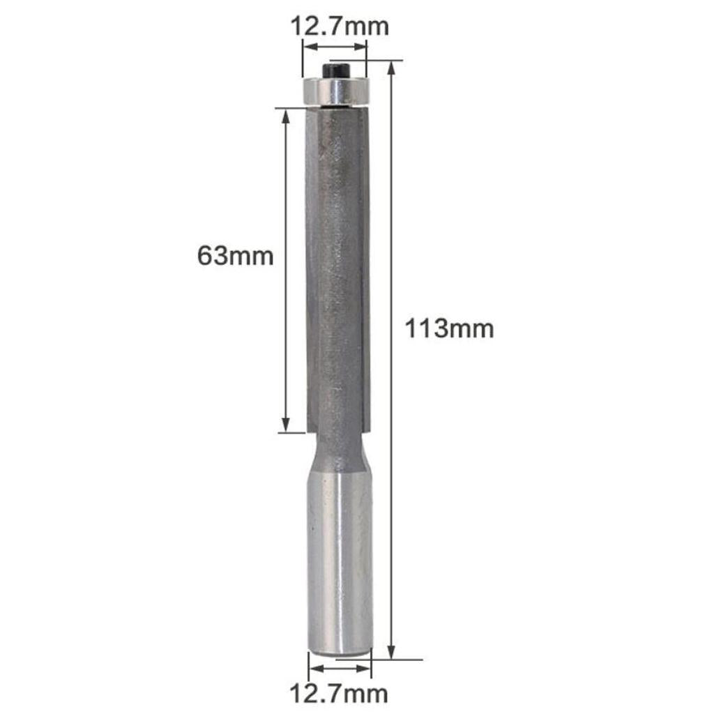 Shank Straight Flush Trim Router Bit Set 1/2inch Cutting Diameter Tool 113mm