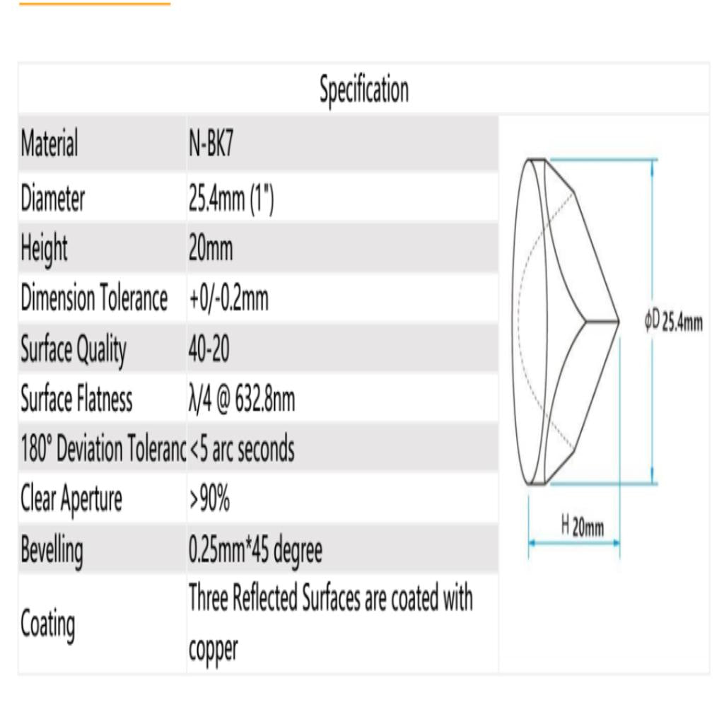 Corner Cube Retroreflector For Spectroscopy Land Surveying copper plate