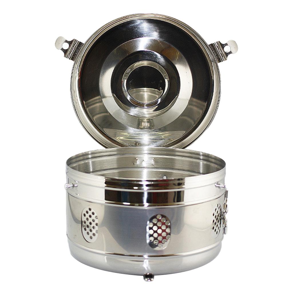 Stainless Steel Container Organizer Box Instrument Round Storage Jar F