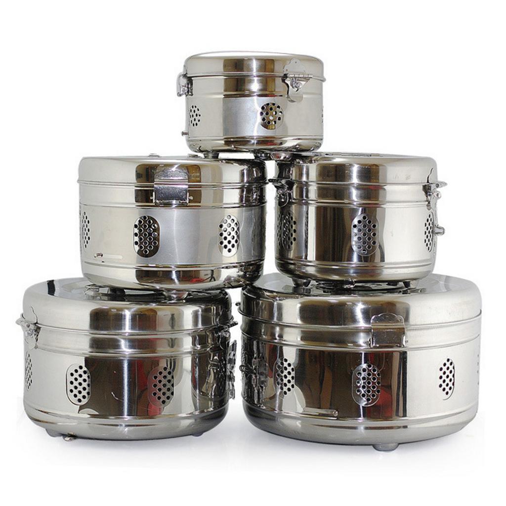 Stainless Steel Container Organizer Box Instrument Round Storage Jar F