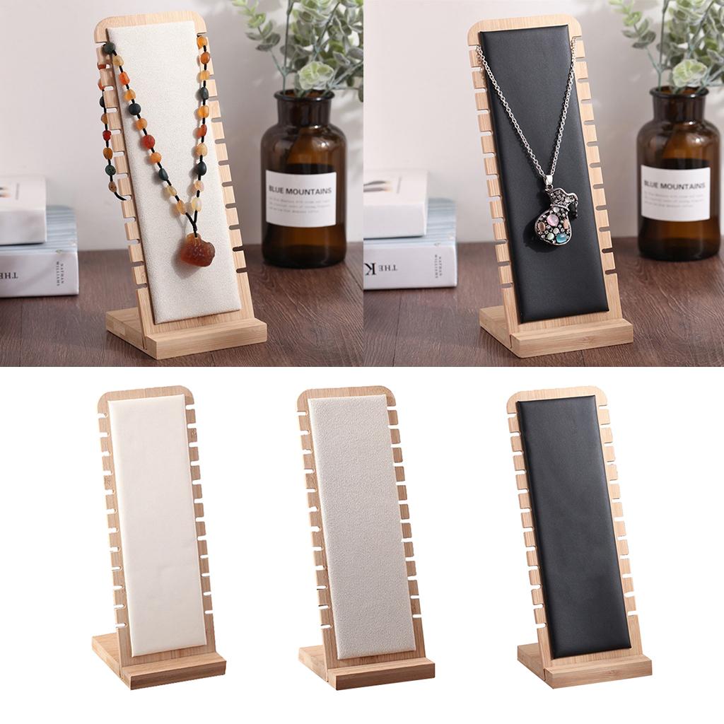 Jewelry Display Stand Necklace Earring Rings Organizer Black Leather