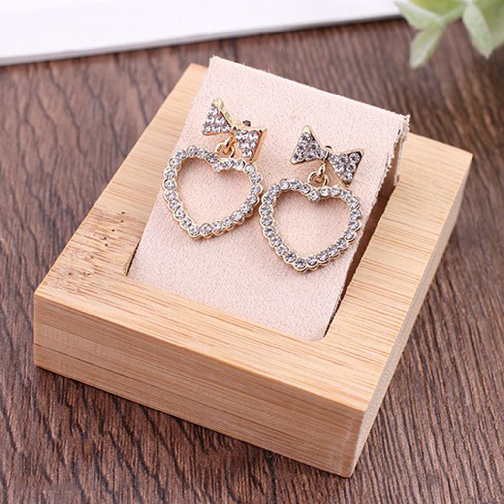 1 Pair Earring Card Holder with Tray for Jewelry Accessory Display  Beige