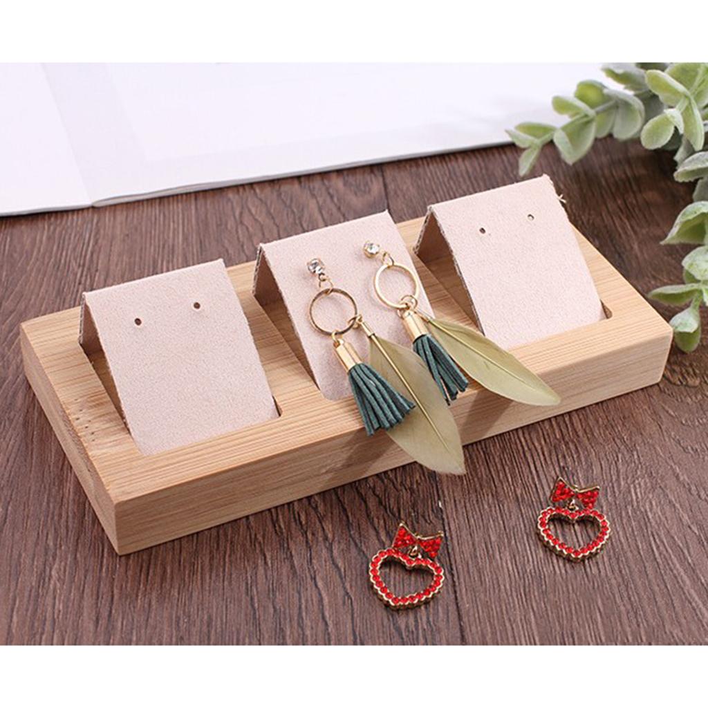 3pcs Earring Card Holder with Tray for Jewelry Accessory Display  Beige