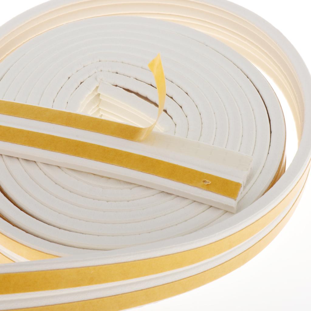 5 Meter Foam Self Adhesive Window Door Excluder Seal Strip Tape E White