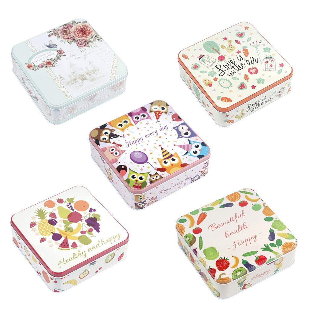 Square Tinplate Storage Box for Candy Biscuits Wedding Birthday Gift ZK-05