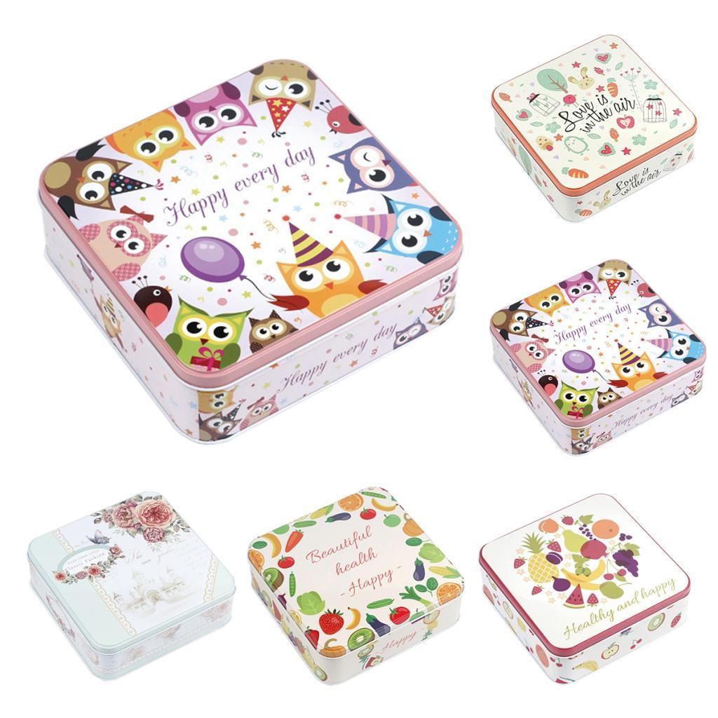 Square Tinplate Storage Box for Candy Biscuits Wedding Birthday Gift ZK-05