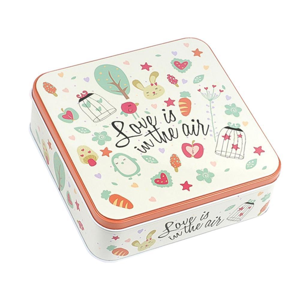 Square Tinplate Storage Box for Candy Biscuits Wedding Birthday Gift ZK-01