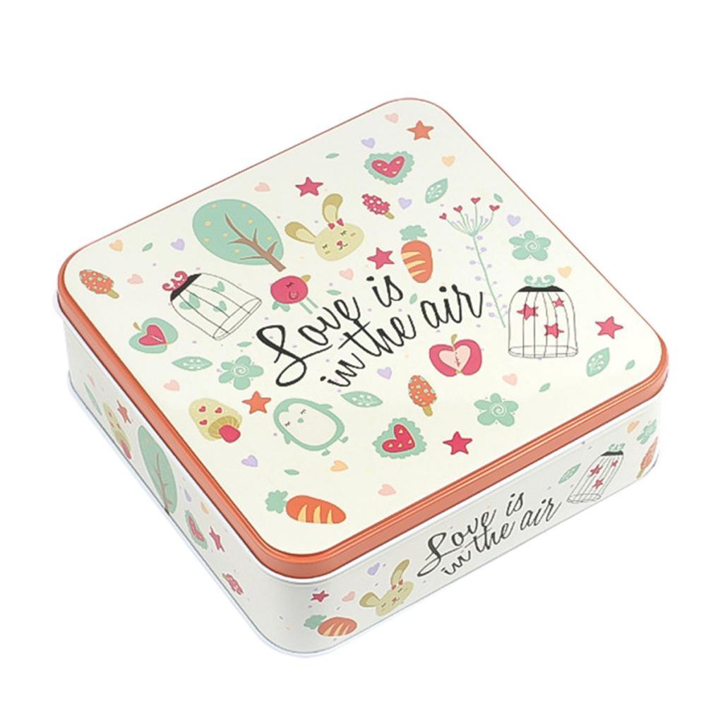 Square Tinplate Storage Box for Candy Biscuits Wedding Birthday Gift ZK-01