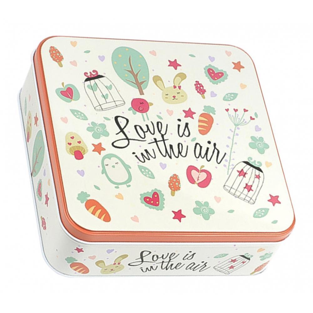 Square Tinplate Storage Box for Candy Biscuits Wedding Birthday Gift ZK-01