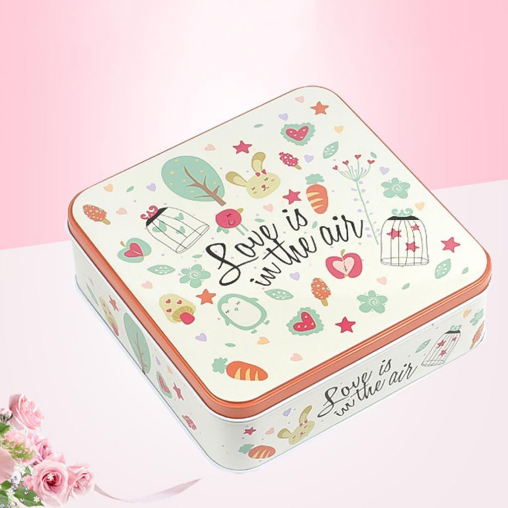 Square Tinplate Storage Box for Candy Biscuits Wedding Birthday Gift ZK-01