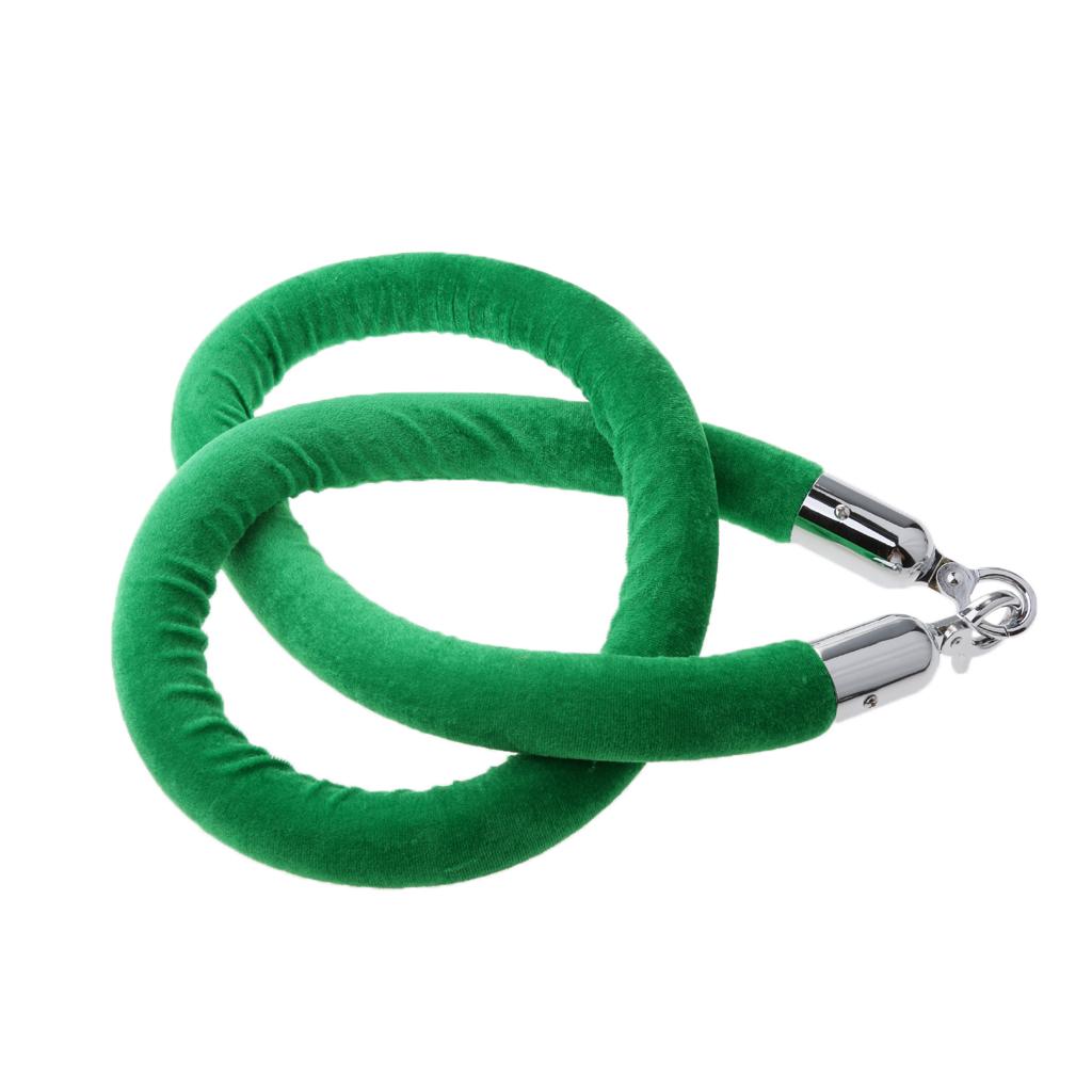 Barrier Rope Crowd Control Stanchion Queue Velvet Rope with Hooks 3m Green