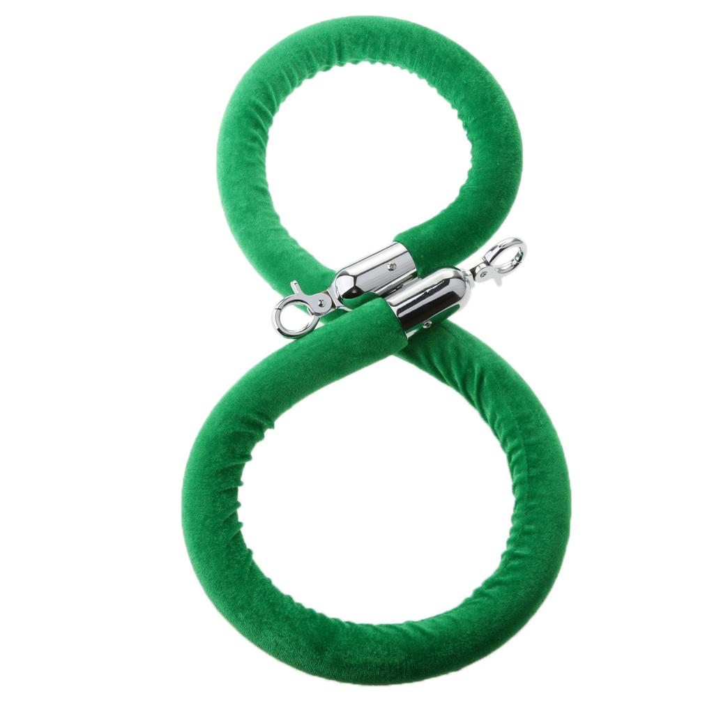 Barrier Rope Crowd Control Stanchion Queue Velvet Rope with Hooks 3m Green