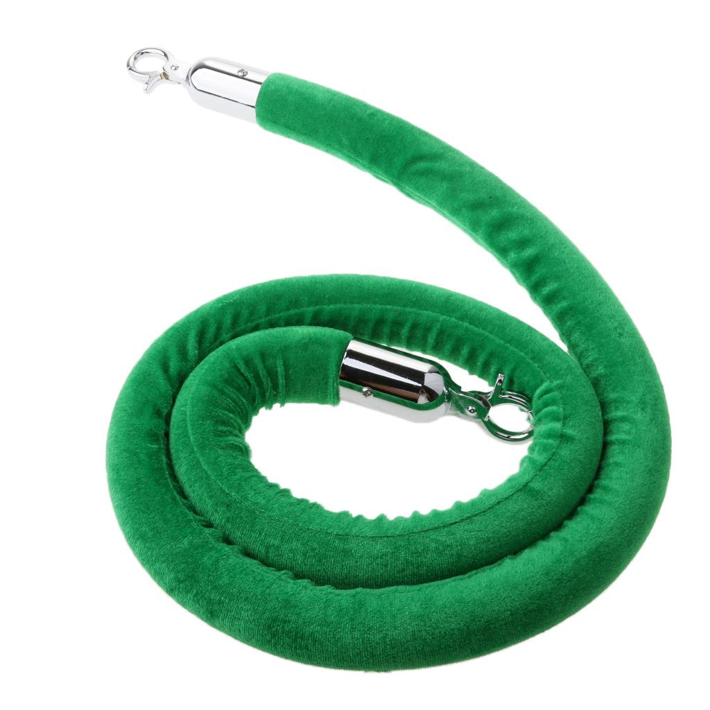 Barrier Rope Crowd Control Stanchion Queue Velvet Rope with Hooks 3m Green